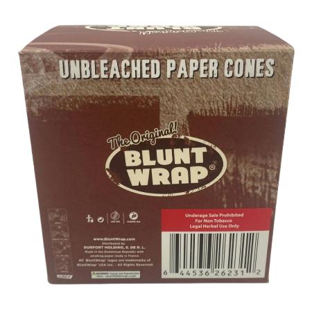 BLUNT WRAP BRAND PAPER CONES UNBLEACHED 1 1/4 30 CT BOX 6 CONES PER PK