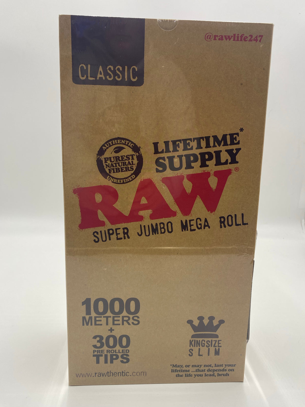 RAW CLASSIC FOREVER ROLL  44MM X 1000M + 300 PRE-ROLLED TIPS