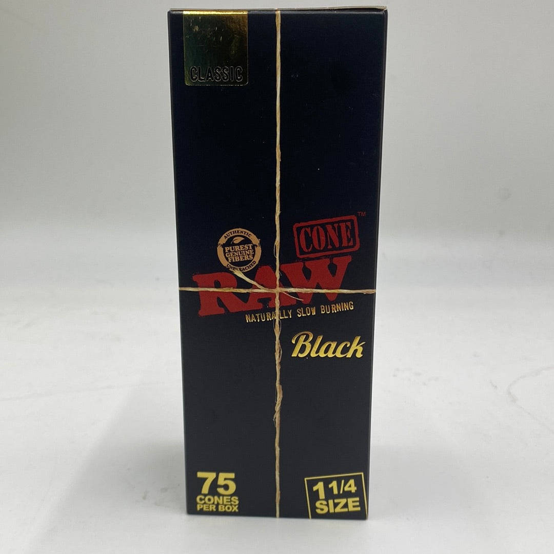 RAW BLACK 1¼ CONES- 75 CT BOX