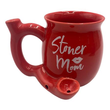 RED STONER MOM CERAMIC COFFEE MUG PIPE