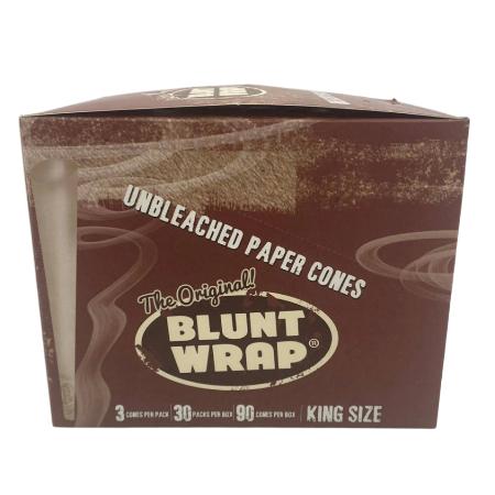 BLUNT WRAP BRAND PAPER CONES UNBLEACHED K/S 30 CT BOX 3 CONES PER PK