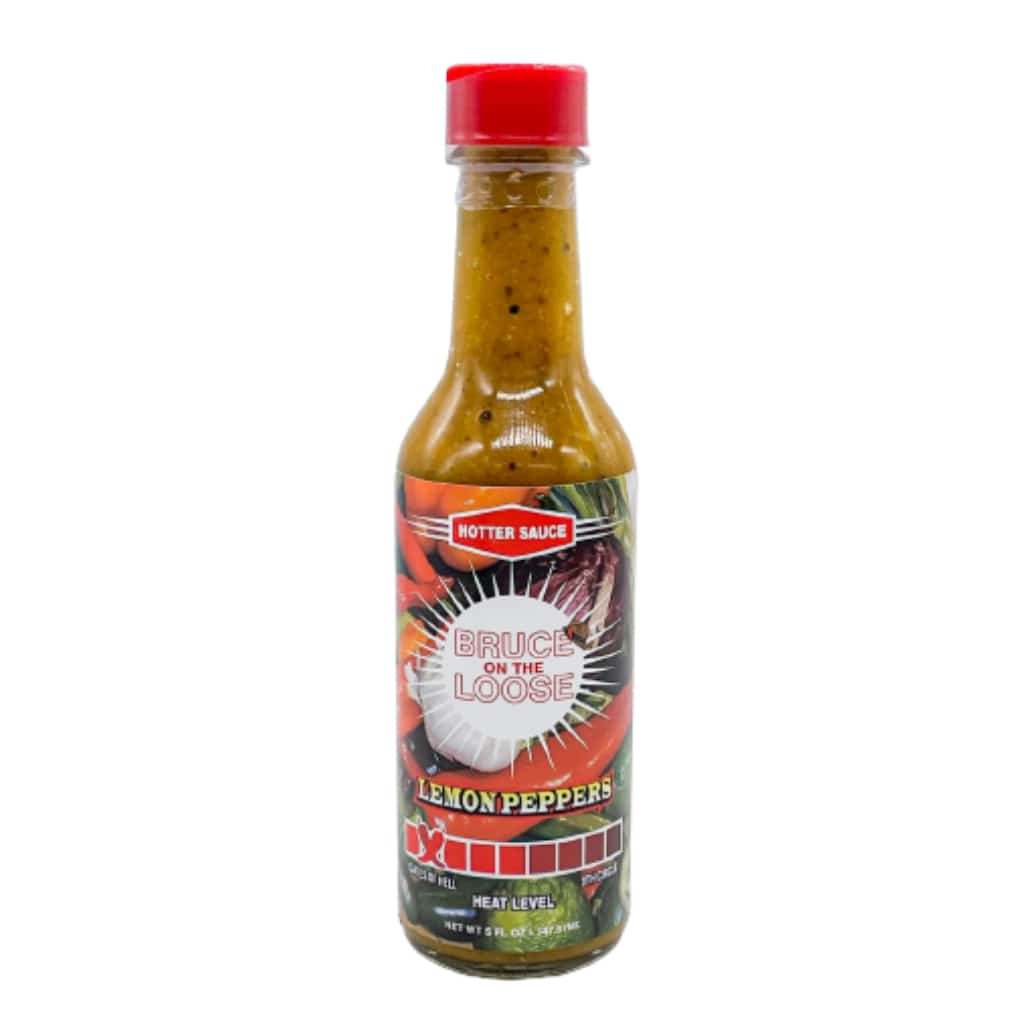 Lemon Peppers Hot Sauce by Bruce On The Loose - Smoke Shop Wholesale. Done Right.