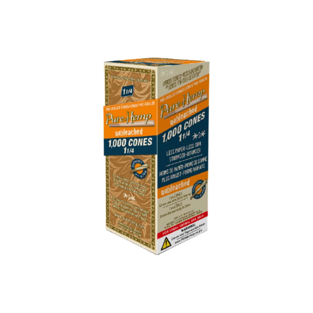 Pure Hemp Unbleached 1 1/4 Cones - 1000ct - Smoke Shop Wholesale. Done Right.