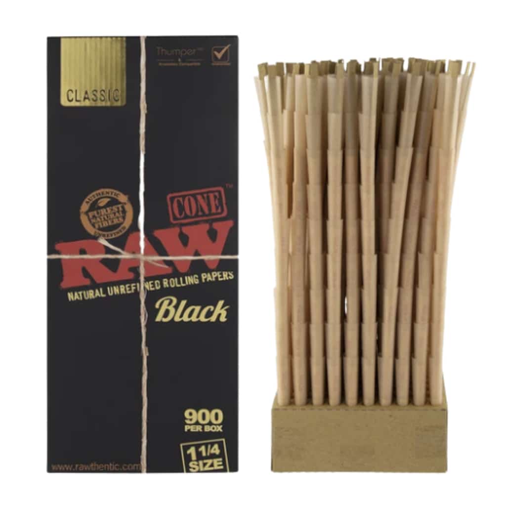 RAW Black 1 1/4 Cones - 900ct - Smoke Shop Wholesale. Done Right.
