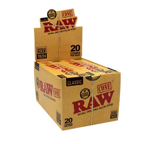 RAW Single Size Classic Cones 70mm/24mm - 20pk - Smoke Shop Wholesale. Done Right.